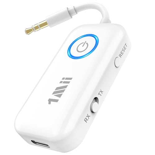 1Mii Bluetooth 5.3 Transmitter and Receiver: Dual-Link Wireless Audio Adapter for Airplane, TV, and Car with Low Latency