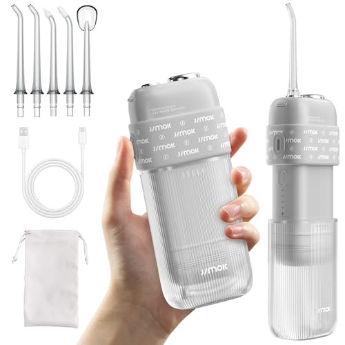 JIMOK Portable Water Flosser – Collapsible Cordless Irrigator with 5 Jet Tips, 4 Modes, and IPX8 Waterproof Design for Effective Home and Travel Oral Care