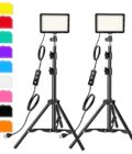 Photography Video Lighting Kit with 70 LED Beads and Color Filters – Includes Adjustable Tripod Stands for Studio, Streaming, and Portrait Photography