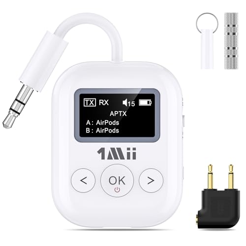 1Mii SafeFly Min+ Bluetooth Transmitter and Receiver – Dual-mode adapter for seamless audio streaming from TVs