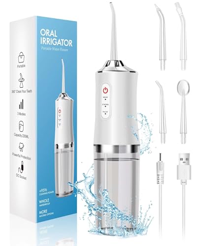 LAMEIZ Water Dental Flosser - Portable and rechargeable oral irrigator with 4 jets, 3 modes, and IPX7 waterproof design for effective teeth cleaning and gum care at home or on the go