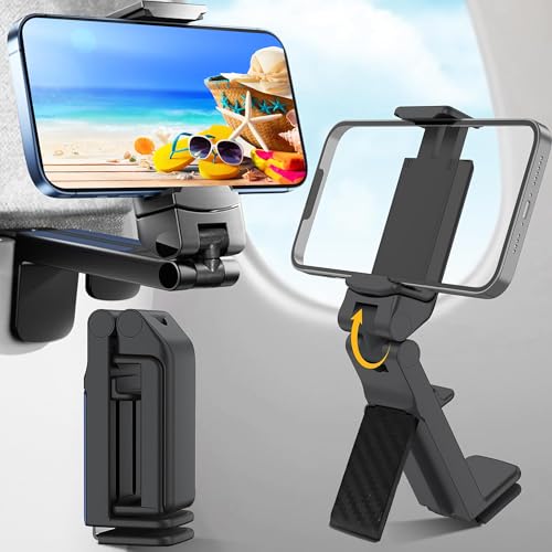 Mokiwala Airplane Travel Essentials Phone Holder – Universal handsfree mount with 360-degree rotation for iPad, phone, and tablet use