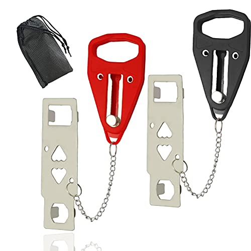 HangYu Portable Door Lock – Heavy-Duty Travel Security Solution for Enhanced Privacy and Safety, Includes 2 Locks in Red and Black