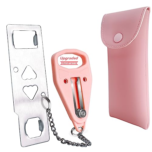 AceMining Portable Door Lock – Pink Security Lock for Hotels, Apartments, and Travel with Easy Installation and Durable Stainless Steel Construction