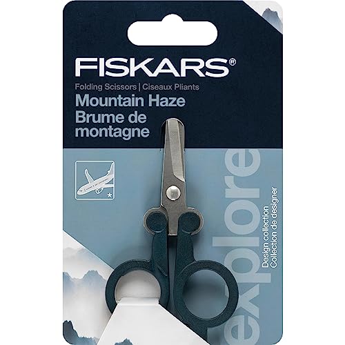 Fiskars Folding Travel Scissors with Blue Handles – TSA-Compliant Portable Scissors with Stainless Steel Blades