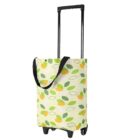 YASYU foldable shopping bag with wheels, shown in full trolley mode, made from durable oxford fabric with a large capacity and sleek design