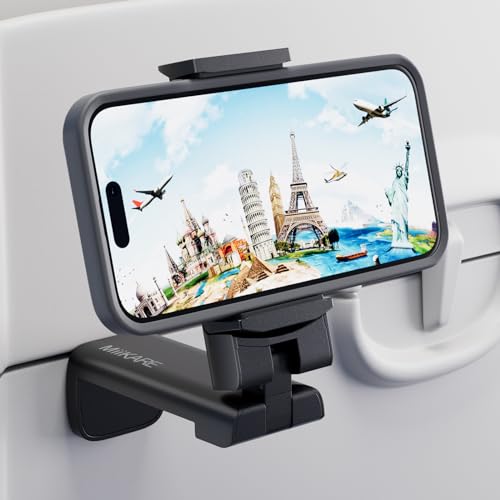 PinPure 360-Degree Travel Phone Holder – Universal, hands-free phone mount for airplanes, desks, and more, featuring compact design and adjustable stand