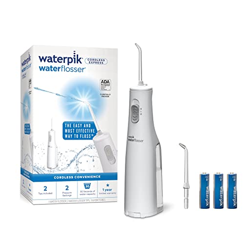 Waterpik Cordless Water Flosser in White - Portable and battery-operated flosser with ADA approval, 2 pressure settings