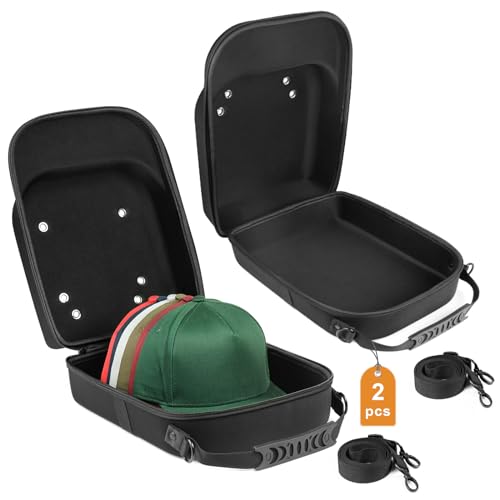 Epesoware 2-Piece Hat Travel Case Set with carrying handle, shoulder strap, and luggage strap, designed to protect and organize up to 10 baseball caps in a stylish and durable case