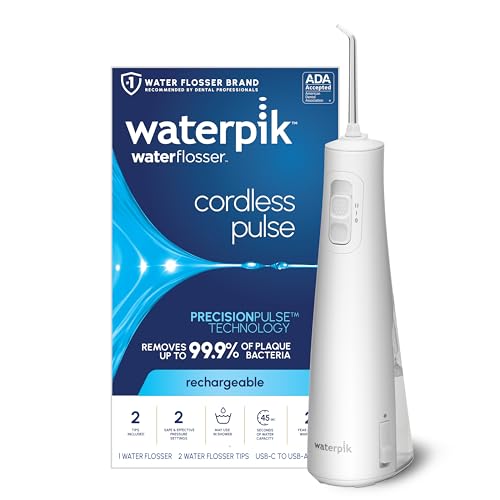 Waterpik Cordless Pulse Water Flosser - ADA Accepted, rechargeable, waterproof design with 2 flossing tips, ideal for travel and home use, providing effective teeth and gum care