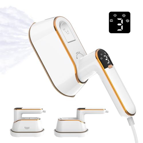 Portable Travel Steamer Iron with LCD Display – Compact 1200W handheld fabric steamer and iron with 3 adjustable steam levels