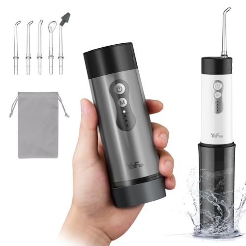 Compact cordless water dental flosser with collapsible design, offering 4 cleaning modes and rechargeable, waterproof body for travel and home use. 