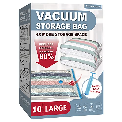 10 Large Vacuum Storage Bags with Hand Pump – Space-saving solution for clothes, comforters, and travel essentials. Includes sealing bags with premium material for airtight protection.