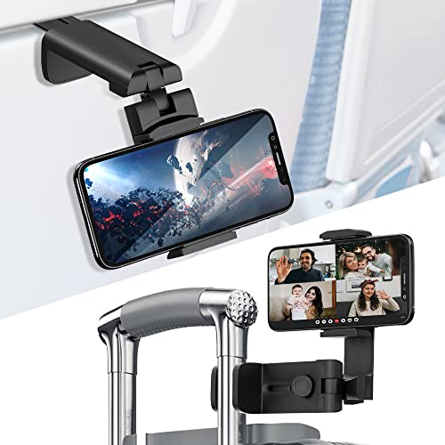 Huogantom Universal Airplane Travel Phone Holder – Compact, 360-degree rotating phone mount for desk, car, and travel, offering multi-angle adjustment and secure fit