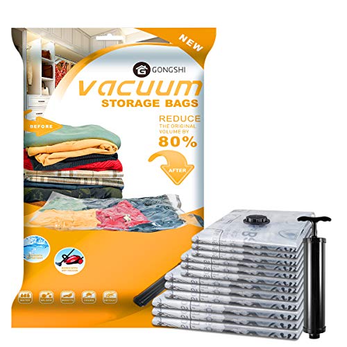 12-Pack Vacuum Storage Bags Set – Includes Travel Pump for Efficient Compression of Blankets, Clothes, and More