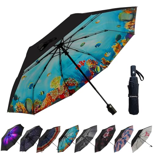 NPCQUN Compact Travel Umbrella – Lightweight, Windproof, and Automatic Open/Close Function in Sleek Black Design