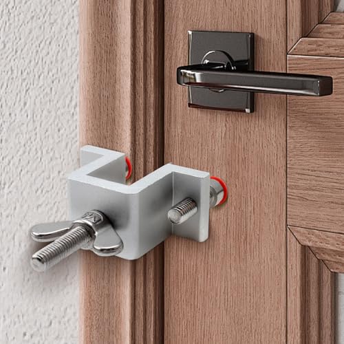 Compact Portable Door Lock with Dual Nut Adjustment – Durable stainless steel and aluminum alloy construction for enhanced security and privacy at home