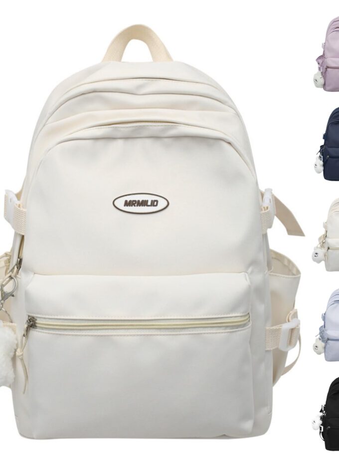 VTTDB Kawaii Backpack in white, featuring a waterproof design, lightweight construction, and multiple storage compartments for a stylish travel solution