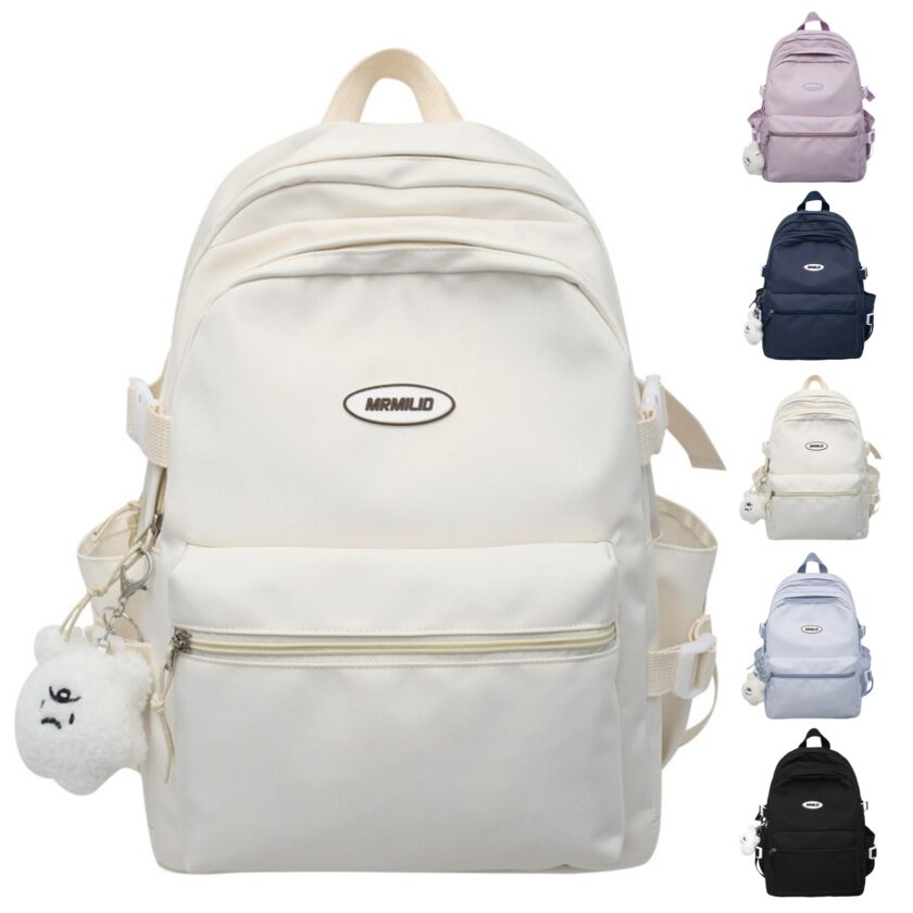 VTTDB Kawaii Backpack in white, featuring a waterproof design, lightweight construction, and multiple storage compartments for a stylish travel solution