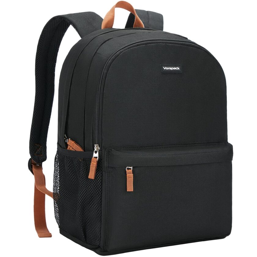 Vorspack Lightweight Black Backpack – Classic Design with Multi-Pockets, Padded Straps, and Durable Water-Resistant Fabric for Versatile Use