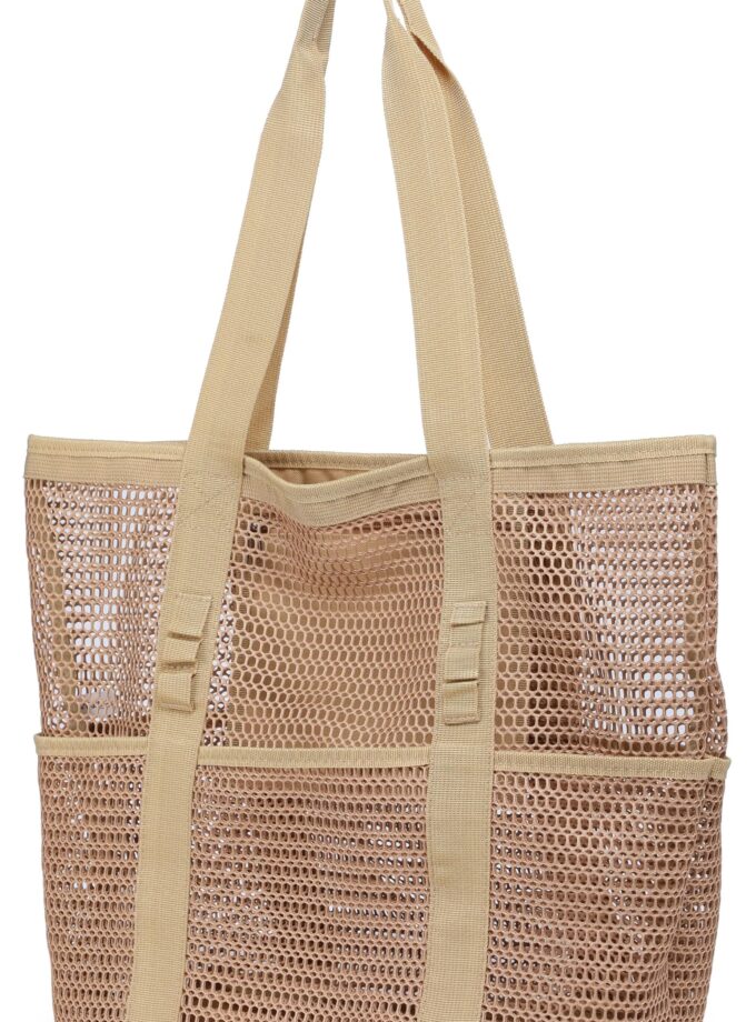 NNEE Large Mesh Beach Tote Bag with Multi Pockets – Water-Resistant Bottom, Perfect for Travel, Pool, and Outdoor Adventures