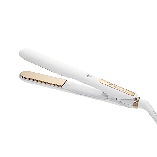 "Kristin Ess Titanium Mini Flat Iron for Short Hair and Travel with ¾ inch plates, dual voltage, and automatic shut-off.