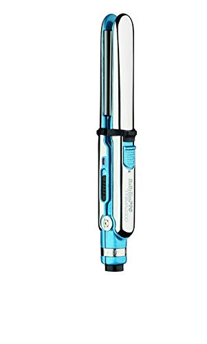 3/4 inch BaBylissPRO Nano Titanium mini flat iron for travel with dual-use functionality for straightening and curling hair
