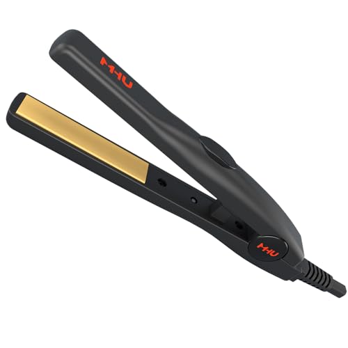 1/2 Inch Mini Hair Straightener designed for short hair and bangs, featuring a ceramic tourmaline plate for less frizz and more shine, with a lightweight and portable design