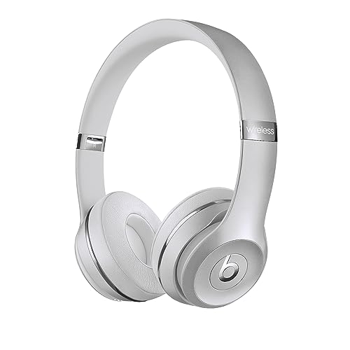 Beats Solo 3 Wireless Headphones in silver, showcasing their sleek design and comfortable ear cups, ideal for music lovers on the go.