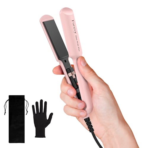 FARERY Mini Flat Iron in black, featuring a 1.5-inch ceramic plate, ideal for travel and styling short to medium hair