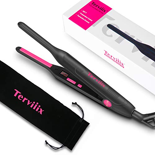 Terviiix Pencil Flat Iron, a compact 3/10 inch ceramic mini hair straightener suitable for short hair and beards