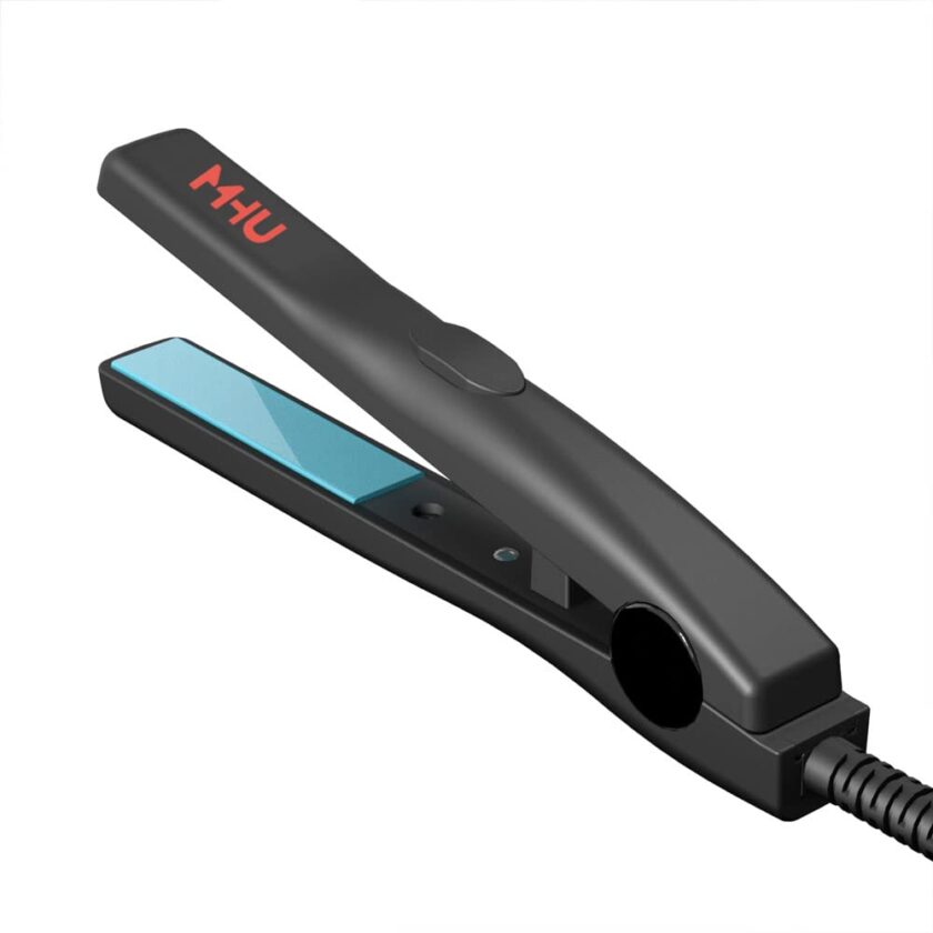 Mini Flat Iron for Short Hair: Compact travel-size hair straightener with tourmaline ceramic plates