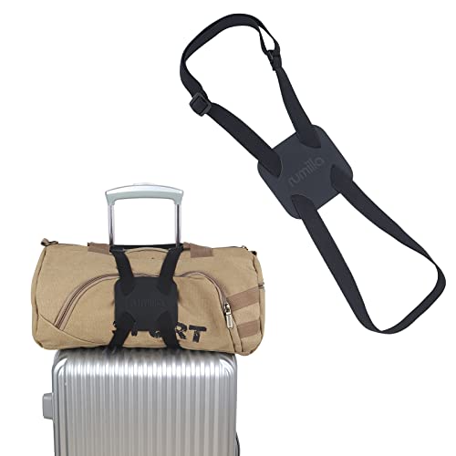 Adjustable black luggage bungee straps designed to secure additional bags and enhance travel convenience