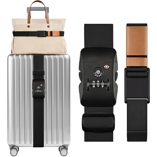 JARLINK TSA-Approved Luggage Strap Set - Secure Black Straps with Lock for Safe Travel