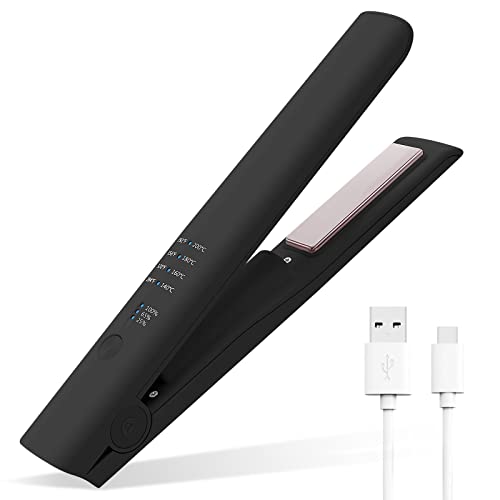 iTayga Cordless Hair Straightener in black, showcasing a portable design ideal for travel and versatile styling