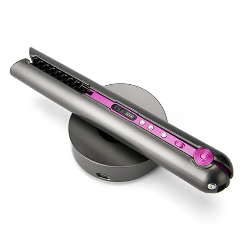 PRITECH cordless mini hair straightener in sleek grey with comb teeth and adjustable temperatures, designed for on-the-go styling with a travel lock and USB-C charging