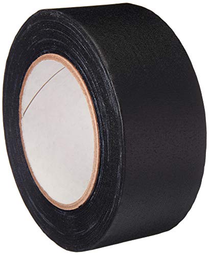 Amazon Basics No Residue Gaffers Tape - 2 inch x 90 feet roll in black with a non-reflective matte finish, ideal for securing cords and masking in professional setups