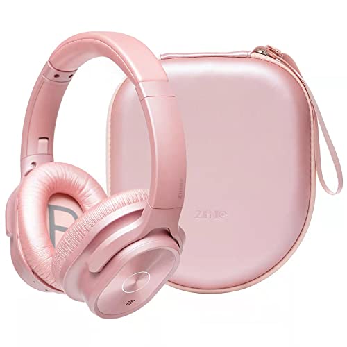 ZIHNIC Active Noise Cancelling Headphones in rose gold, featuring 40-hour playtime and comfortable earpads for travel and home use