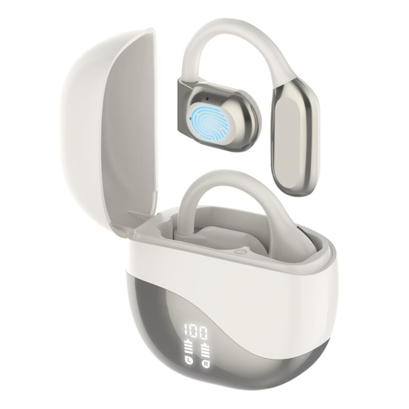 Stylish Merryking Language Translator Earbuds designed for real-time translation in 144 languages, featuring multiple modes and high-definition sound quality, perfect for travel and business