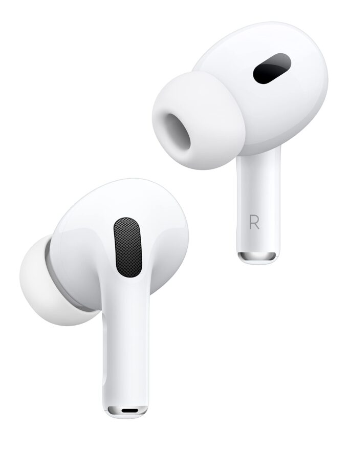 Apple AirPods Pro 2: Advanced wireless earbuds featuring active noise cancellation, personalized spatial audio, and a sleek design