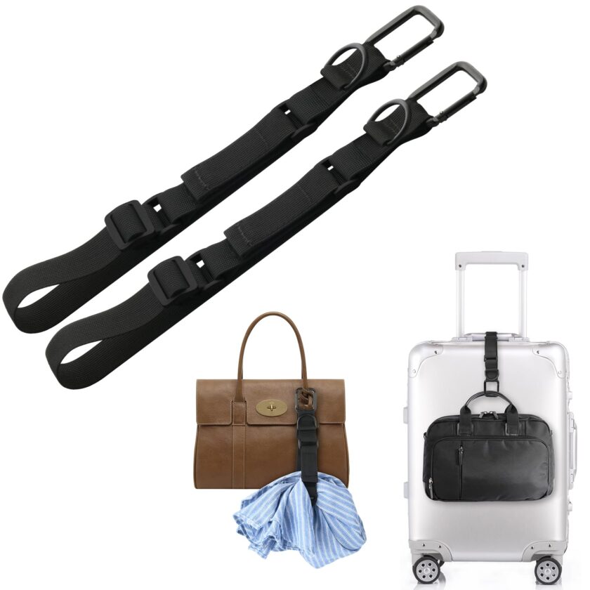 Cosmos Add-a-Bag Strap - Two adjustable black luggage straps designed to attach extra bags and jackets for convenient hands-free travel