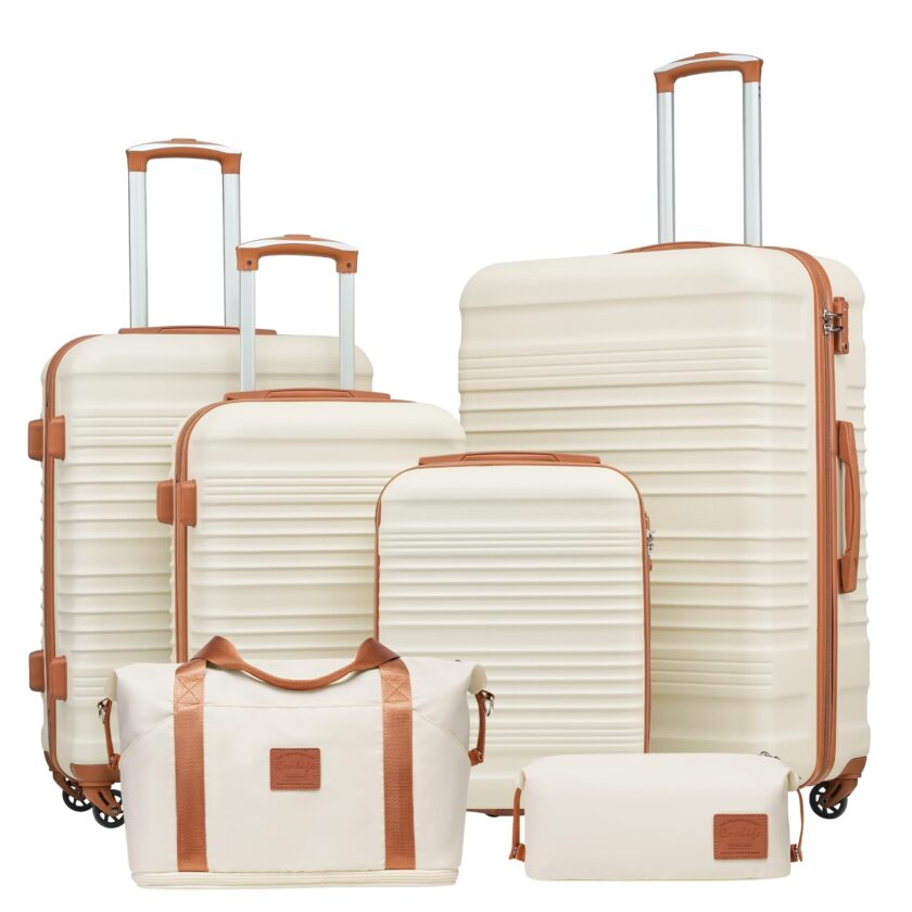 Coolife 6-Piece Hardside Luggage Set with TSA lock and spinner wheels, perfect for versatile travel needs.