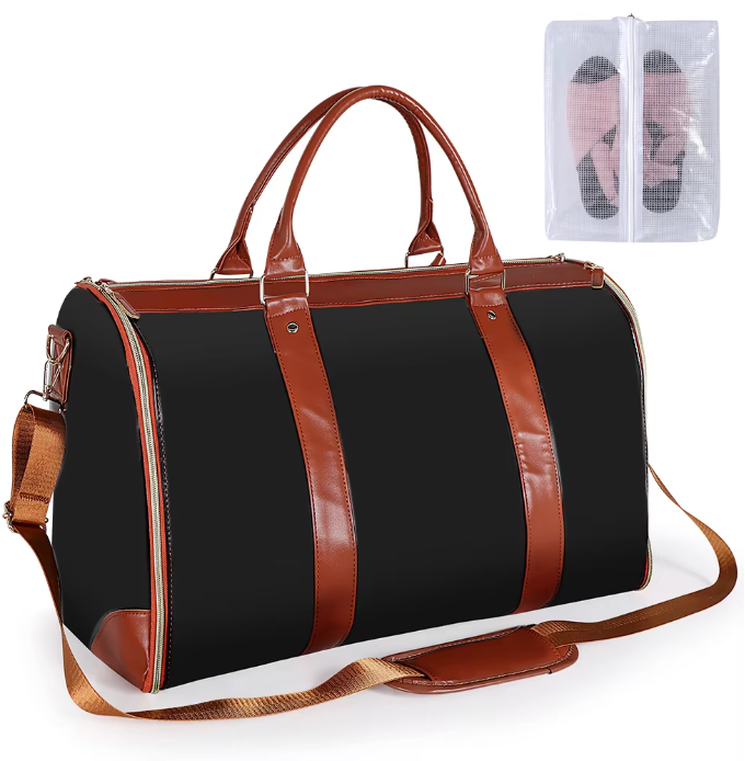 Foldable Travel Bag in elegant design, showcasing its waterproof feature and wrinkle-free storage for stylish travel. 