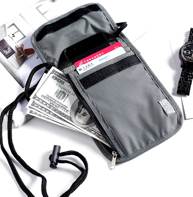 Waterproof RFID-Blocking Neck Wallet for Secure Travel Storage
