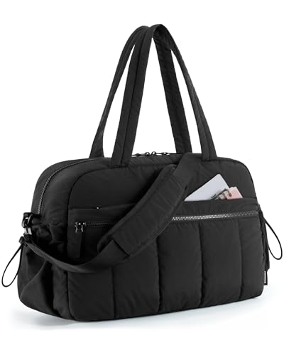 Elegant black BAGSMART Duffle Bag with a PVC wet pocket and versatile compartments for gym and travel essentials