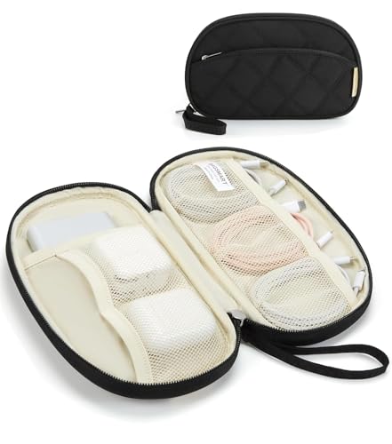 BAGSMART Travel Cord Organizer – Water-resistant, compact tech pouch with multiple pockets for chargers, cables, and small electronics