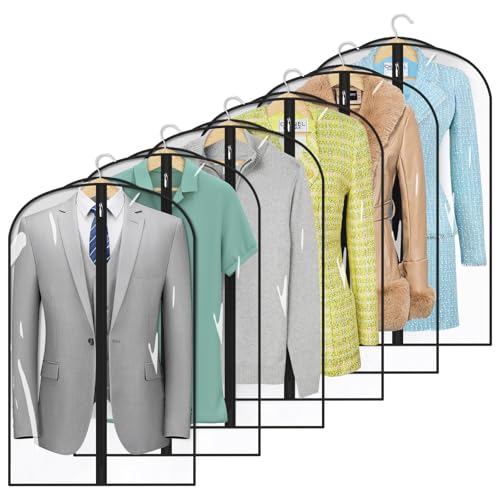 40" All Clear Garment Bags for storing shirts, jackets, and coats with PEVA material and tear-resistant design (6-Pack)