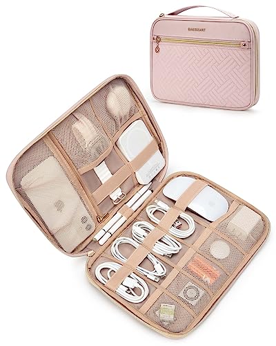 Pink BAGSMART Electronic Organizer Case – Compact, single-layer travel storage for cables, chargers, and small gadgets