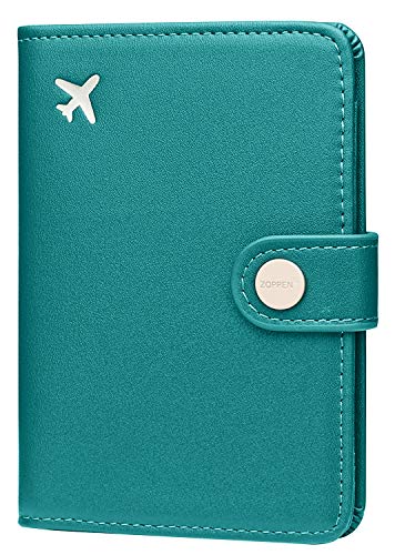 Stylish eco-friendly Zoppen passport holder in tea green with RFID blocking features for secure travel