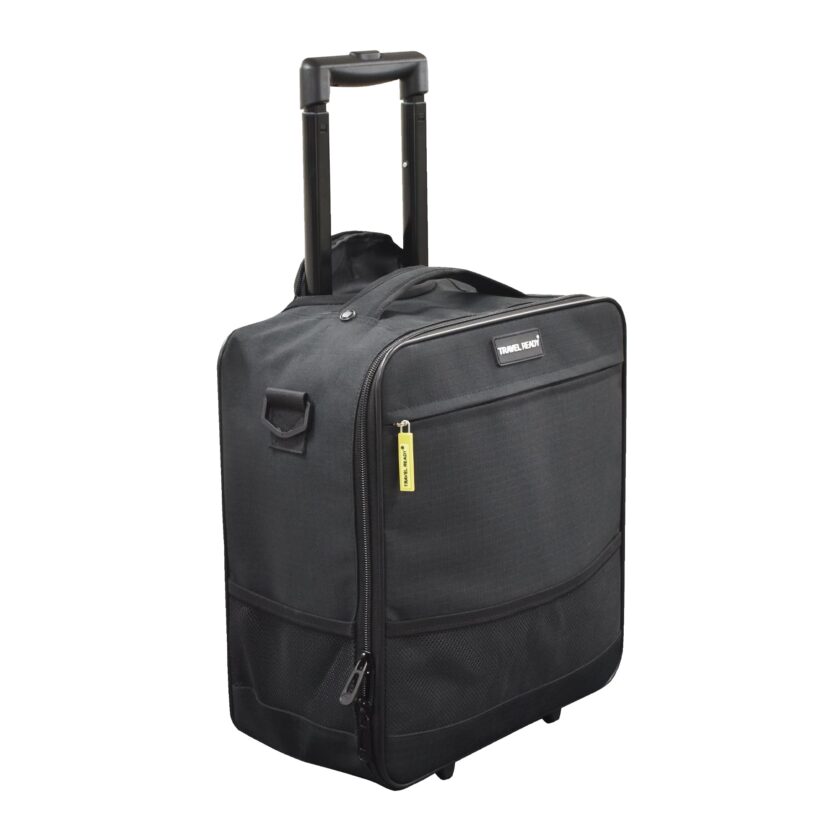 Travel Ready 15-Inch Underseat Carry-On Luggage in Black, Lightweight and Compact with Telescopic Handle and Ripstop Polyester Material